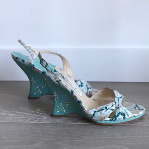 Jimmy Choo Amazon Cotton Print Wedge - Size 41